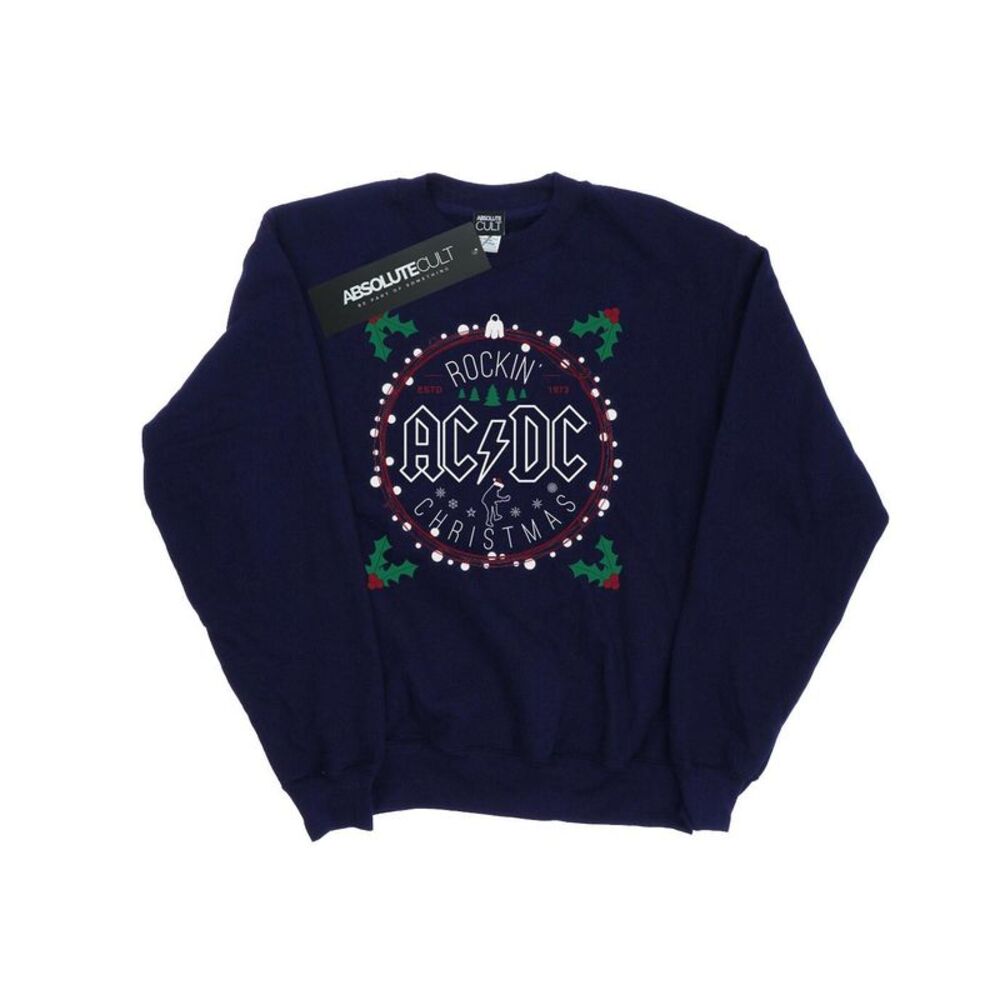 AC/DC Mens Christmas Circle Sweatshirt / Navy Blue